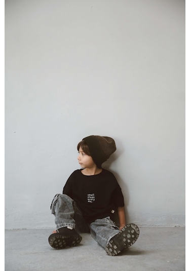 Oh La La Koala Siyah Bisiklet Yaka Oversize T-shirt Bebek - Çocuk SIYAH