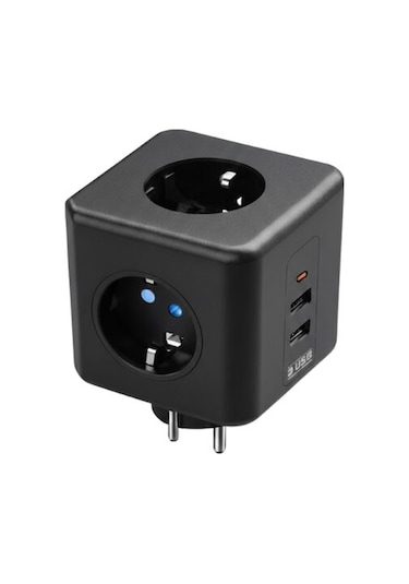 Akım Ve Voltaj Korumalı Küp Priz 3 Usb Destekli 0