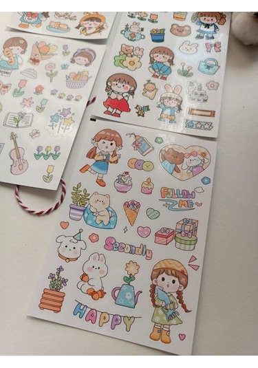 Kawaii Kız Tema Etiket Sticker Set