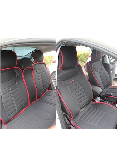 Ford Focus 1 Uyumlu Lüx Oto Koltuk Minderi Ön Arka 5'li Set Siyah Kırmızı Fs