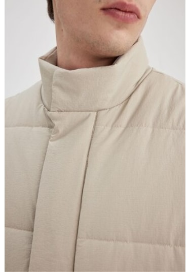 Defacto Slim Fit Dar Kesim Polo Yaka Yelek Astarlı Fermuarlı Çıtçıt Kapamalı Cepli Mevsimlik Hafif B6862ax24spbg712 Bej