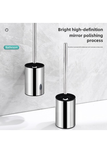 Konesam Stainless Steel Tuvalet Fırçası Tutucu, Zemin Montajlı Kapaklı Tasarım, Delme Yok Kurulum, Banyo Depolama Aleti Parlak Diğer