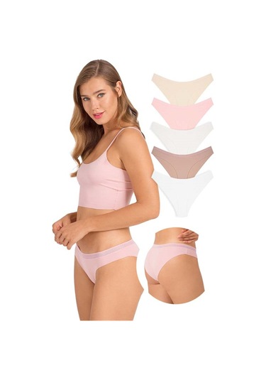 File Lastikli Lazer Kesim Bikini Külot 5'li Paket Çok Renkli 6 Çok Renkli