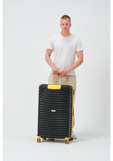 Keo-plus Siyah-sarı Büyük Boy Silikon Kırılmaz Pp Valiz Siyah - Sarı