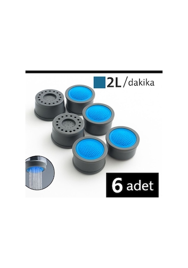 Rudi Armatür % 90 Su Tasarruflu 2 Lt Sprey Akışlı Perlatör 6 Adet