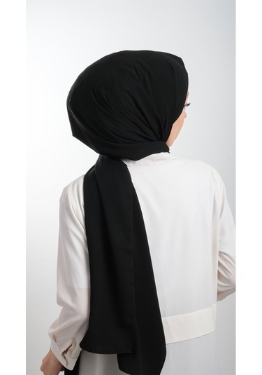 Siyah Medine Ipeği Şal Medine Ipeği Düz Klasik 202103_01 Siyah