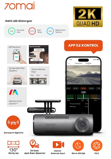 70mai M310 2K Dash Cam Araç Kamerası