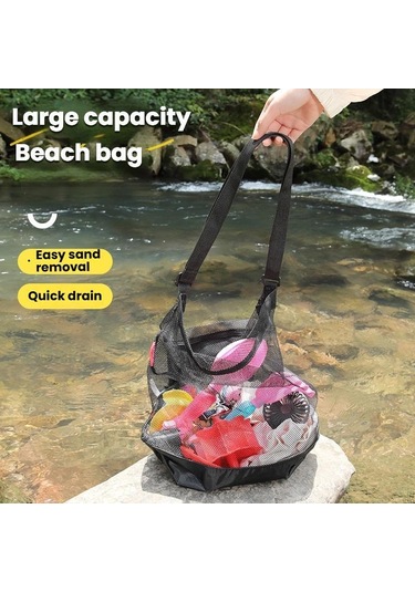 Sones Aotu At6945 Taşınabilir Büyük Kapasiteli Plaj Çantası File İskelet Kamp Çantası Siyah Siyah