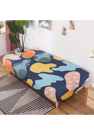 Mufunye Yaygın Poliester Kumaş Baskılı, Kaymazsız, Makine Yıkama Uygun, Koltuk Yatağı Koruyucu Örtüsü Kollü Olmayan Model Çok Renkli