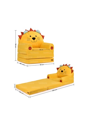 Portatif Katlanabilir Sevimli Çocuk Koltuğu - 3 Katlı Çocuk Yatak Koltuk - Taşınabilir Bebek Koltuğu Sarı
