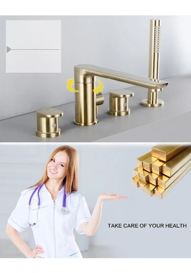 Banyo Bataryası Küvet Jakuzi Duş Seti Ankastre Mat Gold Yeni Ürün Altın