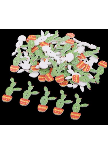 Suntek Magideal 50 Adet 2 Delik Ahşap Düğmeler Dekoratif Sevimli B-tipi