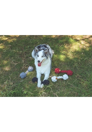 M-pets Coto Gri Duo Ball Örgü Köpek Oyuncağı 28 Cm 244-50019.01