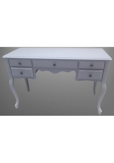 Dresuar Makyaj Masa 5 Çekmece Kayın Aslan Ayak Parlak Lake Gri Kutuda Sevk El Yapımı Gri