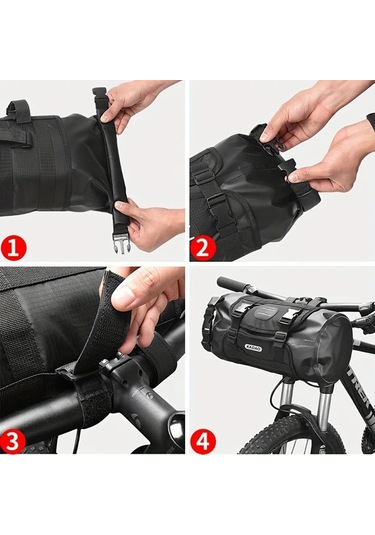 Willowhaven 3-7l Bisiklet Gidon Çantası - Siyah Dayanıklı Pvc Depolama Kesesi Ayarlanabilir Kayışlar Haki