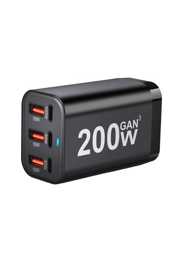 Elmpaly Usb C Hizli 200w 6 Port Sarj Aleti Black İphone Uyumlu 14 13 12 Serisi S23 S22 S21 İcin Gan Adaptor