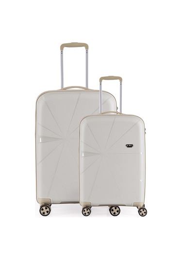 Ççs 5264 Büyük Kabin 2 Li Valiz Seti Beyaz-bej