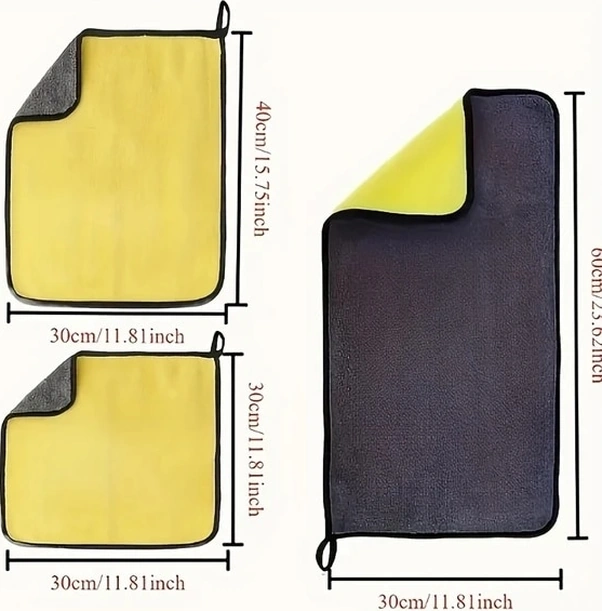 Trendooze Turcoshop11 Mikrofiber Araç Havlusu 11.81x11.81 Sarı Gri Yumuşak