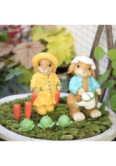 Homyl Tavşan Bahçe Heykeli Heykelcik Yard Dekor Çim 2-turp-ile