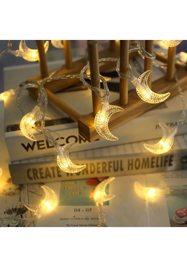 Sıcak Beyaz Eid Mubarak Led Yıldız Ay Işıkları Dize Ramazan Süslemeleri Ev İslam Müslüman Ramazan Dekorasyon Myy Ay Diğer
