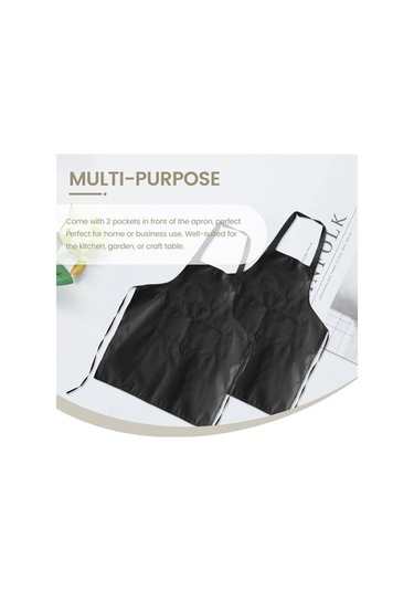 Ulzyvf Unisex Siyah Siyah Paket Önlük Önlük Geniş Cepli 2 12 - Tr Siyah