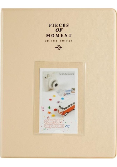 128 Cep Fotoğraf Kitabı Albümü İsim Kartı Tutucu Fujifilm Instax Mini 8 / 7s / 70/25 / 50s / 90 Bej