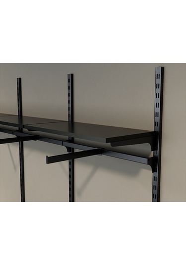 Modern Giyinme Odası Rafı & Dekoratif Duvar Tipi Askılı Raf Sistemi Siyah - Beyaz