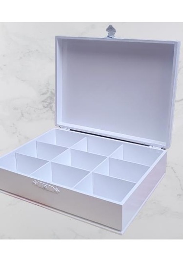 Hobi Adn Dekoratif Makyaj Kutusu Bölmeli Klipsli Parlak Beyaz Model El Yapım
