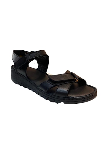 Neon Akm-026 Kadın Siyah Hakiki Deri Sandalet - 36 Siyah