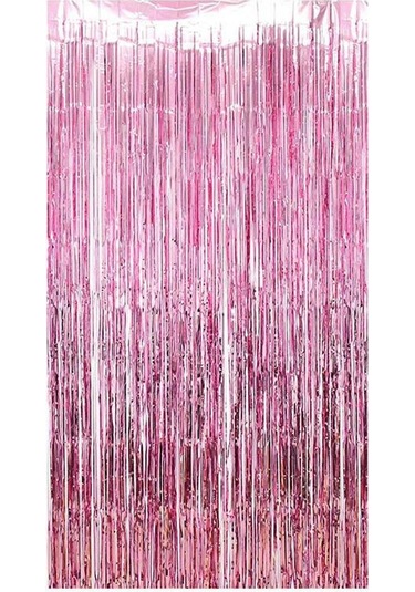 Metalize Arka Fon Kapı Perdesi Pembe 100x200 Cm
