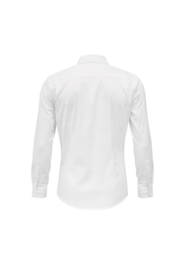 Erkek Klasik Gömlek Pamuklu Esnek Kumaş,slim Fit Uzun Kollu, Fransız Manşetli Plus Scorpion Beyaz