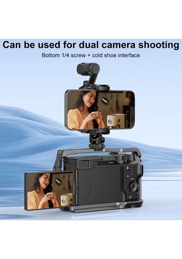 Djı Osmo Pocket 3 İçin Puluz Koruyucu Çerçeve Genişletme Telefon Kelepçesi, Tripod Direği Siyah İle Uyumlu