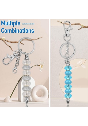 Gatherco 26 Adet Boncuklu Anahtarlık Çubuğu, Boncuklu Anahtarlık, Kolye Yapımı İçin Boncuklu Anahtarlık, Anahtarlık Yapımı İçin Boş Anahtarlık Aksesuarları