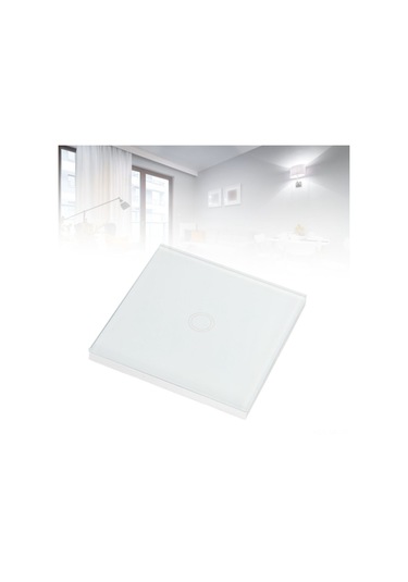 Mufunye 86 Tipi Cam Panelli Ev Duvar Lambası: Akıllı Dokunmatik Anahtar + 433mhz Kablosuz Uzaktan Kumanda, 110-240v Beyaz Tekli Kontrol