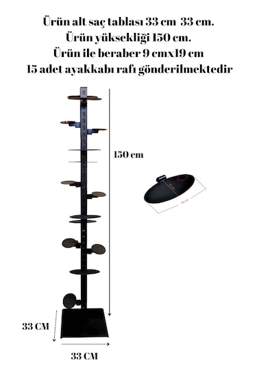 150 Cm Yükseklik 15 Adet Ayakkabı Raflı- Ayakkabı Reyonu-ayakkabı Siyah