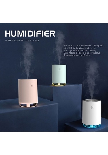 Novahub Portable Beyaz Stone Ultrasonic Humidifier, Night Light & Auto Shut-off, 220ml Capacity, Dc 5v, 111.5x78mm, 50g