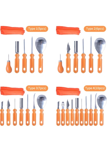 5 Adet Cadılar Bayramı Balkabağı Oyma Seti Profesyonel Paslanmaz Çelik Aletler Profesyonel Balkabağı Kesme Oyma Malzemeleri