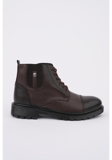 Muggo Rafa Fermuarlı Bağcıklı Kürklü Erkek Bot Kahverengi