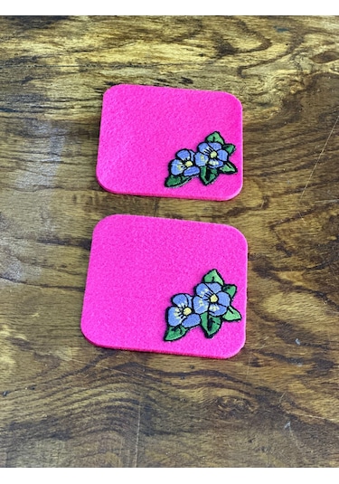 2 Adet Nakış İşleme Bardak Altlığı 9x9 Cm Pembe
