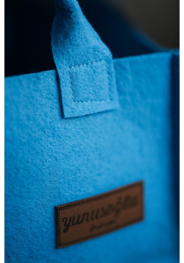 Yunusoğlu Home Mavi Kalın Keçe Anne Bebek Bakım Çantası Yenidoğan İçin Organizer Düzenleyici Mavi