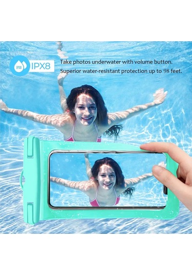 Vkemall Çiftli Su Geçirmez Telefon Kılıfı - 7.2 İnç'e Kadar Uyumlu, Takılabilir Askılı, Macaron Mavisi