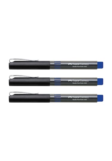 Faber Castell Needle 5405 0.5 İğne Uçlu Roller Kalem 3 Adet Mavi