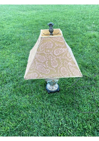 Kuş Motifli Porselen Abajur 70 CM