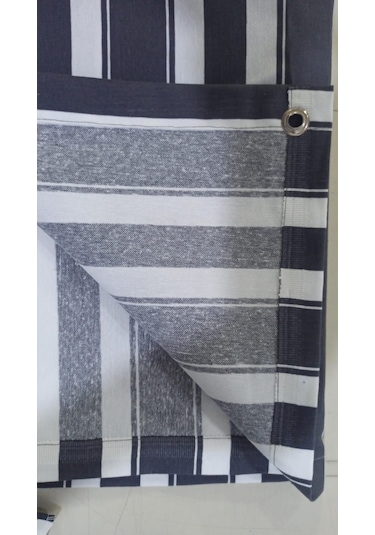 Ceylan Home Balkon Perdesi Kuş Gözü Ölçü Seçenekli Gri Beyaz Çizgili Gri