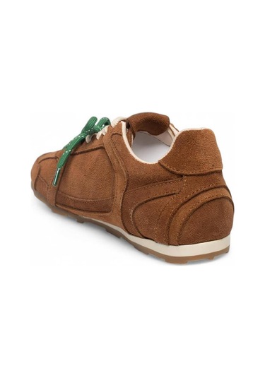 Celira Taba Hakiki Deri Süet Çift Bağcıklı Spor Ayakkabı Taba