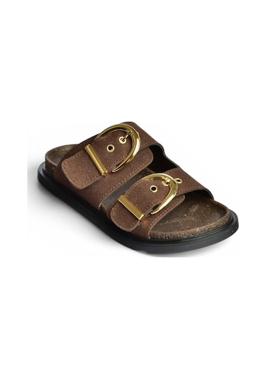 Fox Shoes U267732702 Kahverengi Süet Kadın Terlik