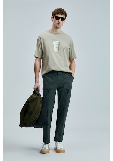 Lufian Omen Modern Grafik T- Shirt Bej Bej 111020252100550 Bej