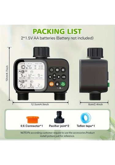 Pazly Bahçe Sulama Zamanlayıcı Wt08 Otomatik 2 Çıkışlı Dış Mekan Program Kontrol Cihazı Yağmur Gecikme Auto Sulama