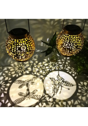 Singree Bahçe Dekorasyonu İçin Metal Kelebek Ve Sinekkuşu Desenli Güneş Enerjili Led Aydınlatma Lambası