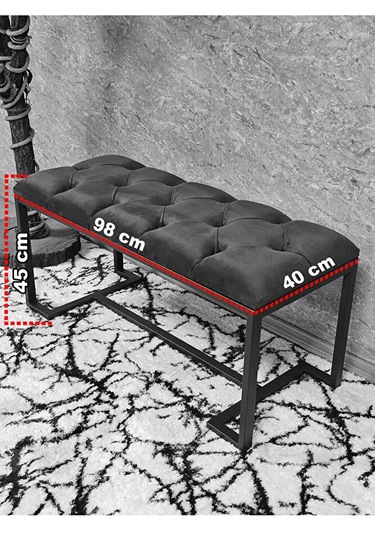 Beyaz Boyalı - L - Ayaklı 100 Cm X 38 Cm Oturak - Bench - Makyaj Çok Renkli